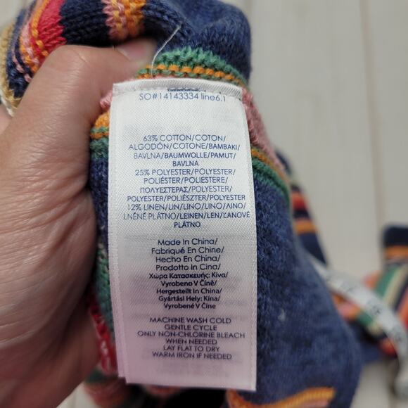 Chaps multicolor striped rainbow sweater Aztec southwestern cotton blend petite - Picture 8 of 8